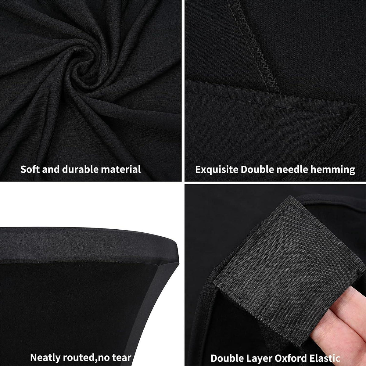 10er-Set Stehtischhusse Stretch für Bistrotisch Ø 70-75 cm Schwarz
