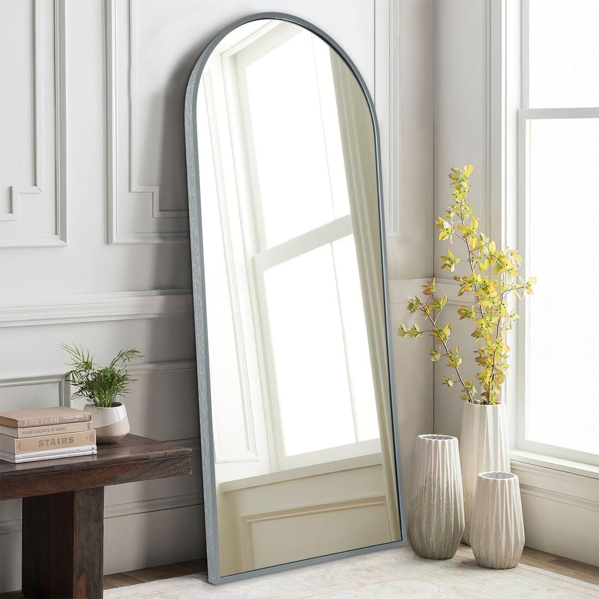 Gewölbter Wandspiegel 120x40cm – Modern & Elegant Grau