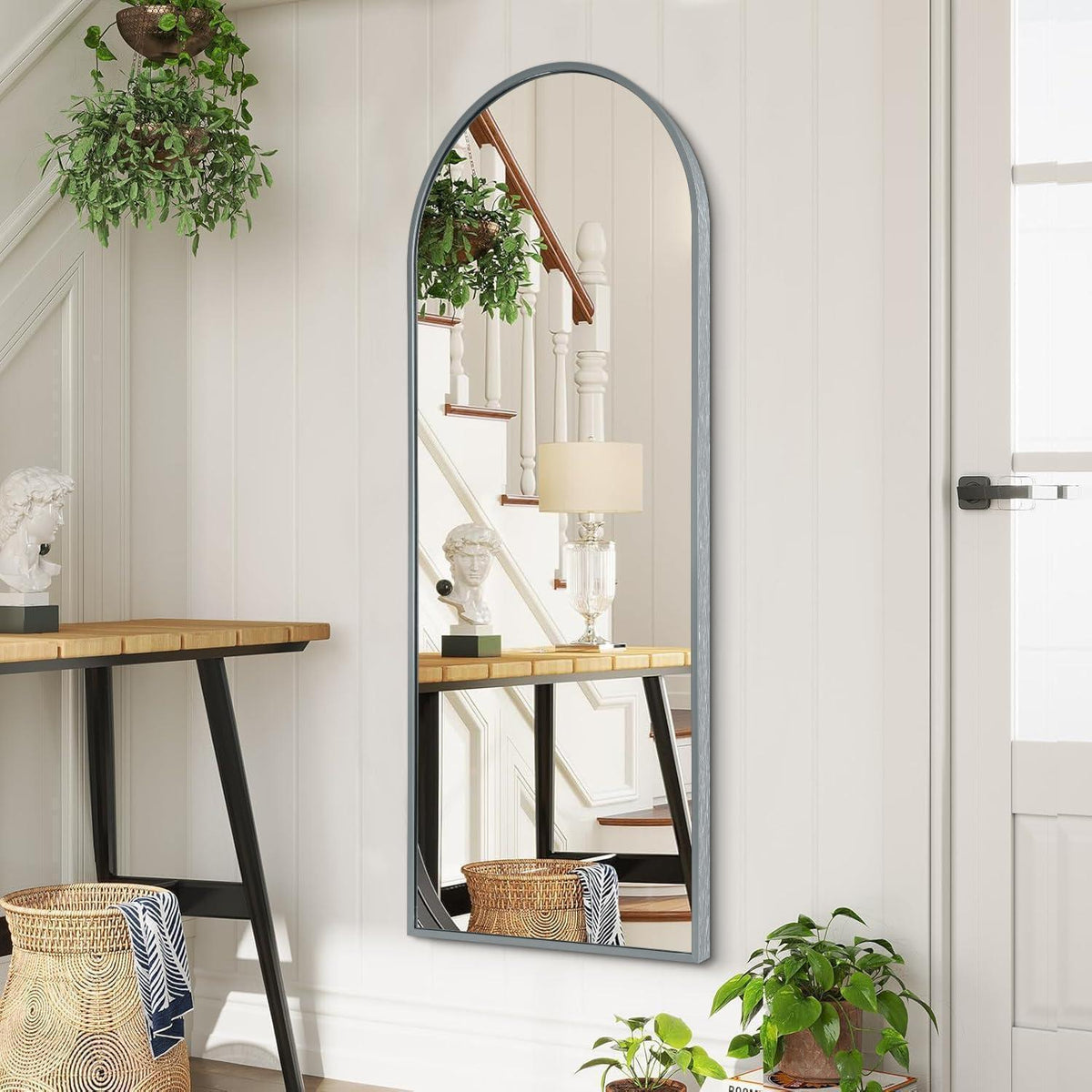 Gewölbter Wandspiegel 120x40cm – Modern & Elegant Grau