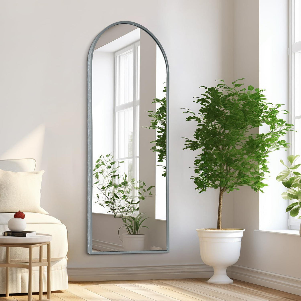 Gewölbter Wandspiegel 120x40cm – Modern & Elegant Grau