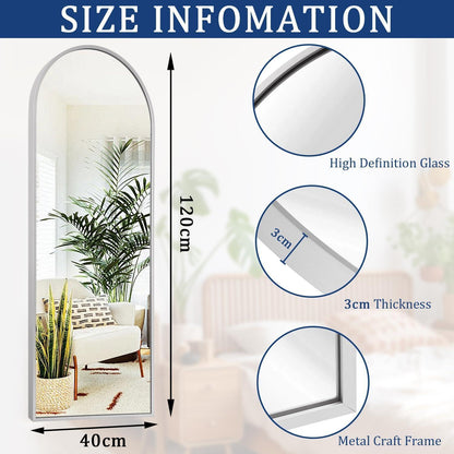 Gewölbter Wandspiegel 120x40cm – Moderner Aluminiumrahmen