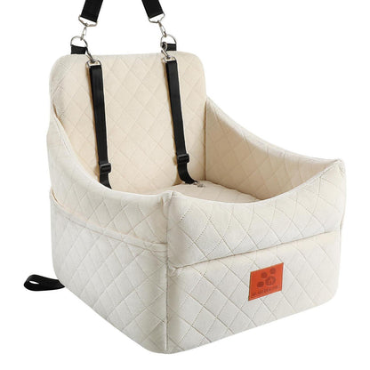 Hunde-Autositz gepolstert – Komfortabel & Waschbar (Weiß/Beige)