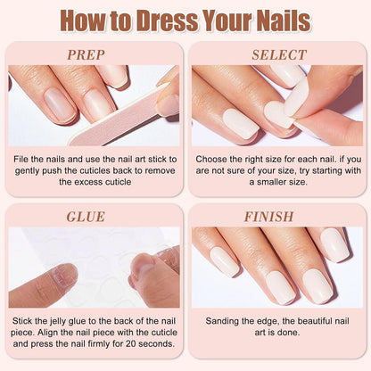 24 Mandel Nägel Aufkleben Rot Blumen French Press on Nails