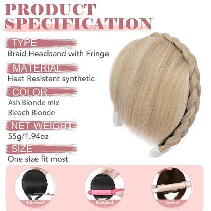 Stirnband mit Ponyfransen – Aschblond Mix für jeden Look