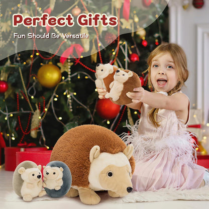 XXL Igel Kuscheltier Set (5er Pack) mit Babys im Bauch