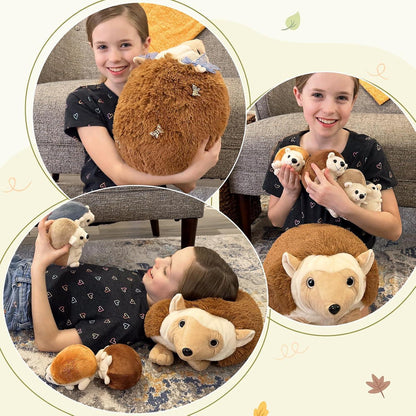 XXL Igel Kuscheltier Set (5er Pack) mit Babys im Bauch