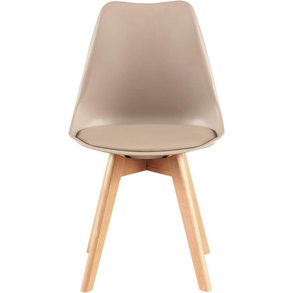 Skandinavischer Esszimmerstuhl Retro, Buchenholz, Beige/Khaki (6er Set)