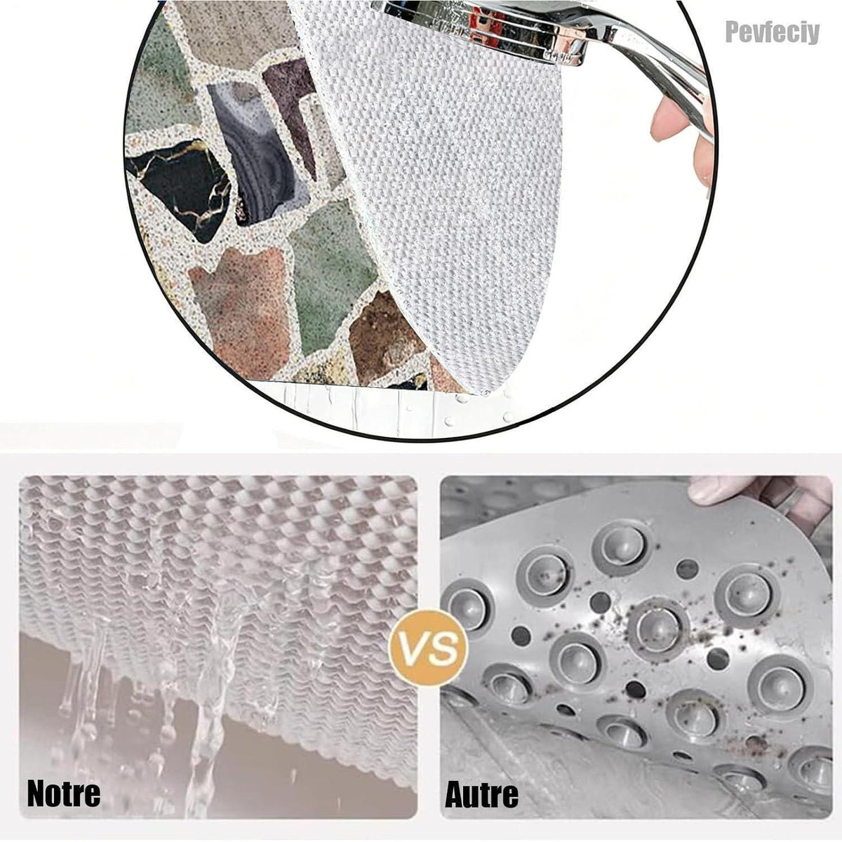 Rutschfeste Duschmatte Steinoptik 110x150 cm – Zuschneidbar & Komfortabel