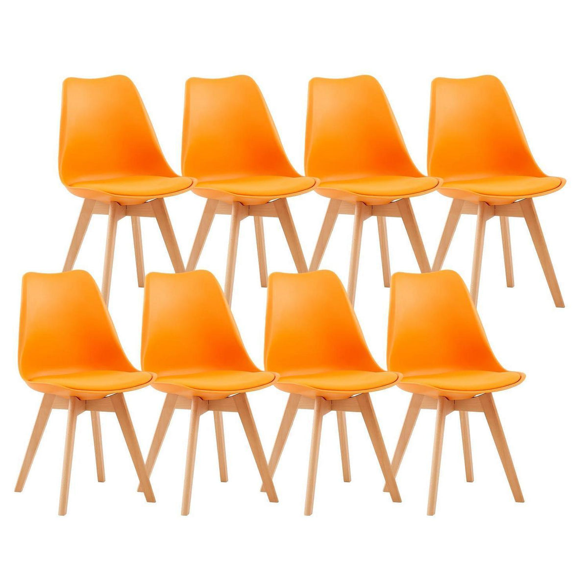 Skandinavischer Esszimmerstuhl Retro, Orange (8er Set)