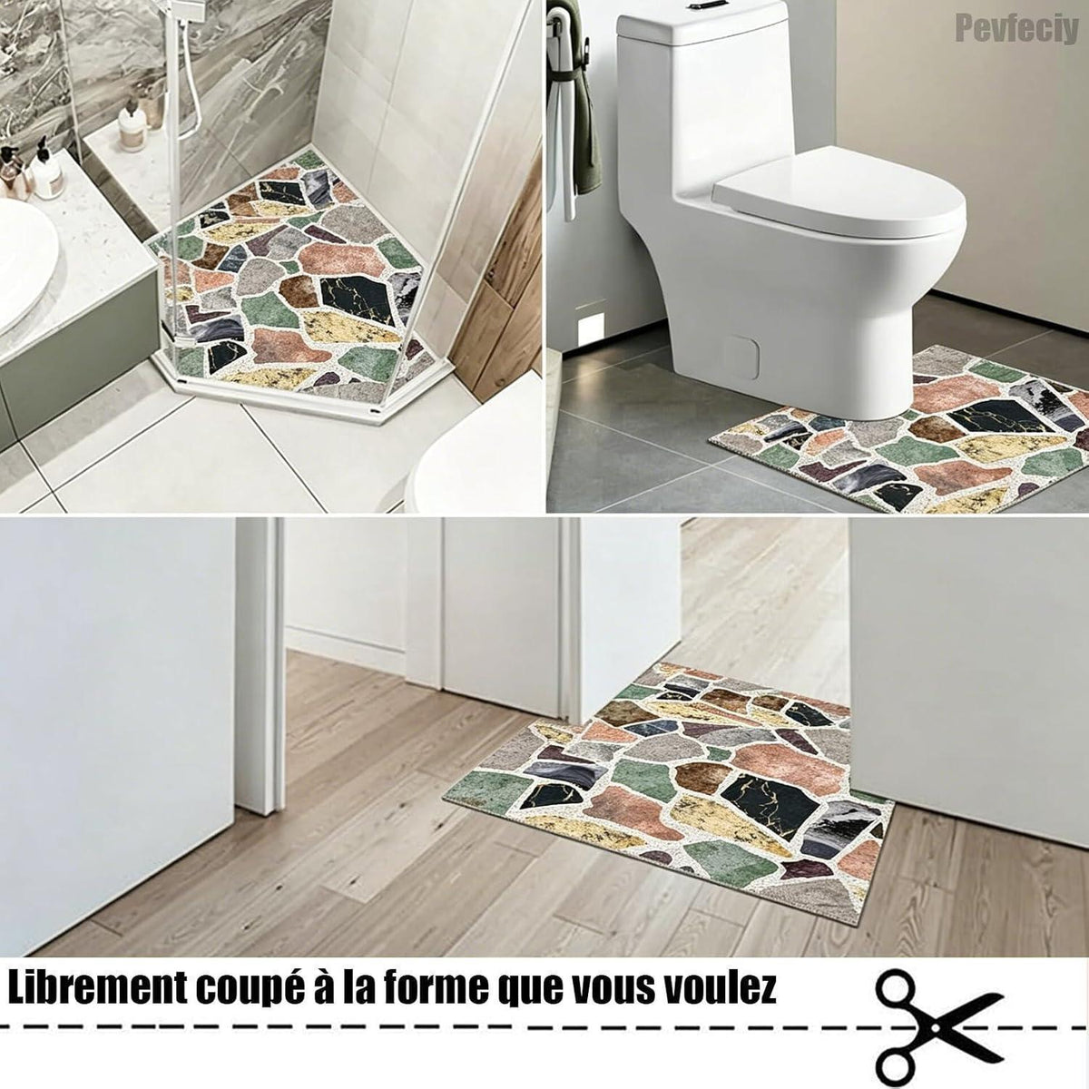 Rutschfeste Badematte 120x140 cm - Steinmuster Duschmatte