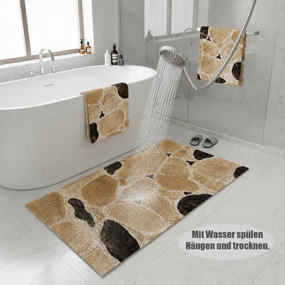 Rutschfeste Duschmatte 75x120 cm – Steinmuster & Zuschneidbar