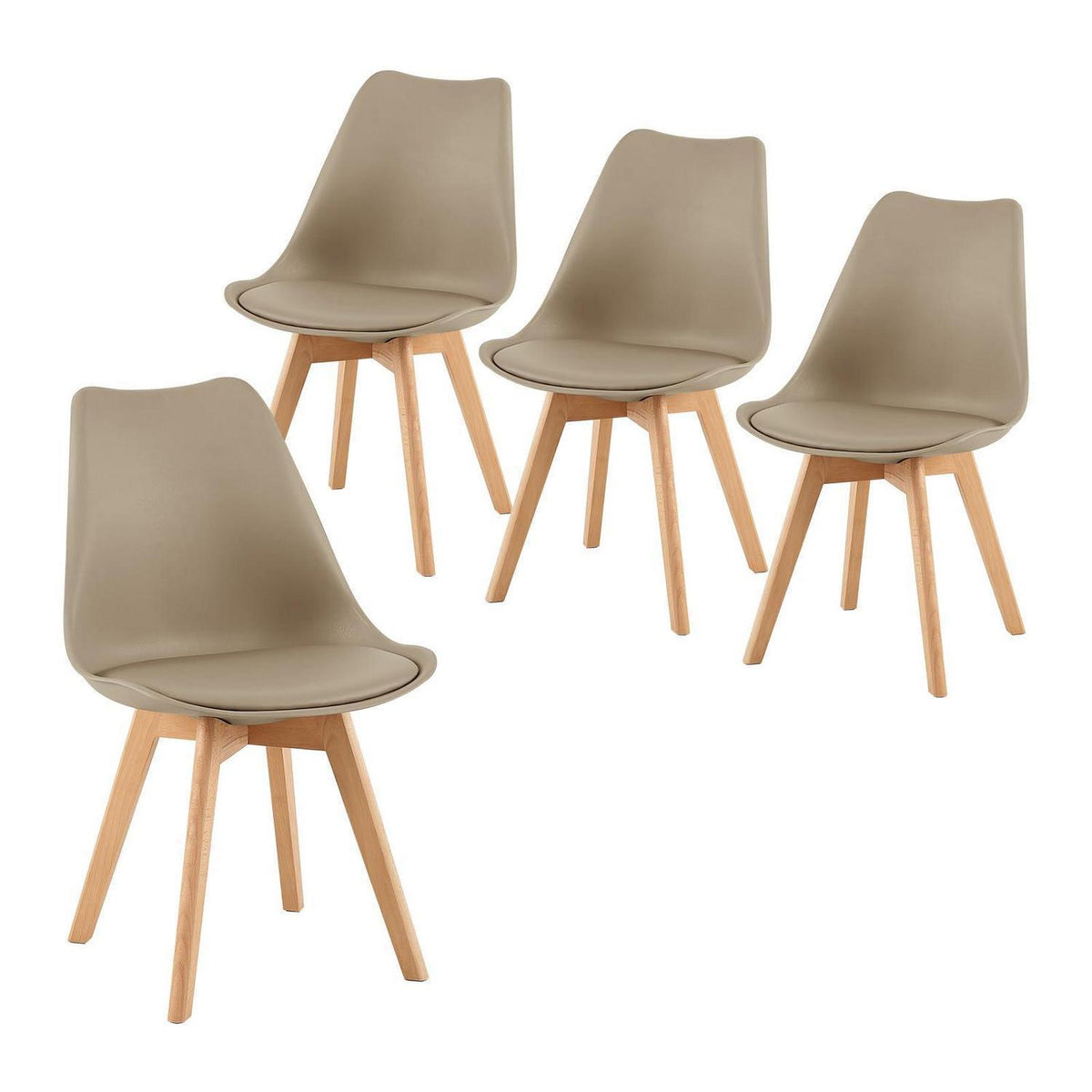 Skandinavischer Esszimmerstuhl Retro, Khaki & Beige 4er Set