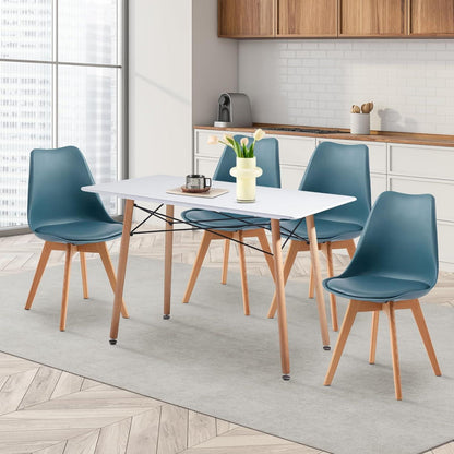Skandinavischer Esszimmerstuhl Retro Blau (4er Set) mit Polsterung