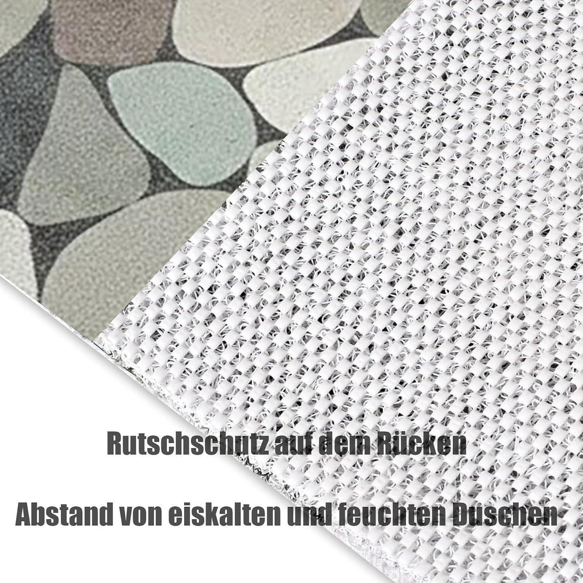 Rutschfeste Duschmatte 120x140 cm - Steinmuster & Antirutsch