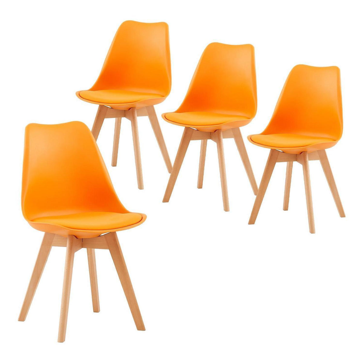 Skandinavischer Esszimmerstuhl Retro, Orange (4er Set)