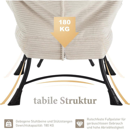 Lazy Chair mit Ottomane – Bequemer Faulenzersessel Weiß