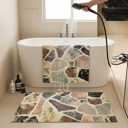 Rutschfeste Duschmatte 120x120 cm - Steinmuster & Peeling