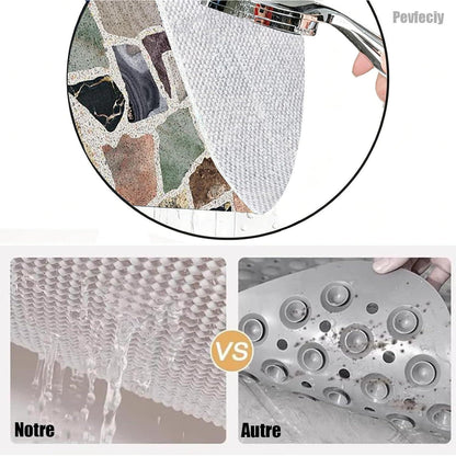 Rutschfeste Duschmatte 120x120 cm - Steinmuster & Peeling