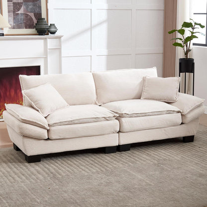 Modernes 2-Sitzer Polstersofa mit gepolsterten Armlehnen (Beige)