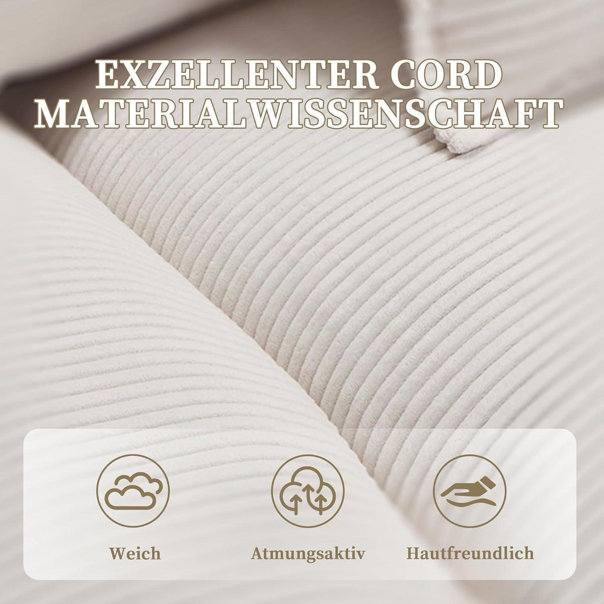 Modernes 2-Sitzer Polstersofa mit gepolsterten Armlehnen (Beige)