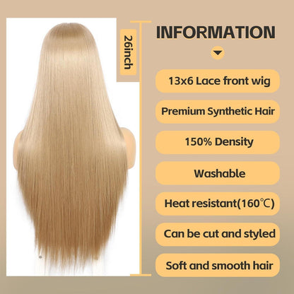 Blond Lace Front Perücke 26 Zoll Gerade Synthetik Perücke