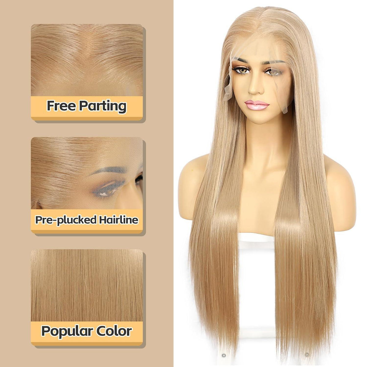 Blond Lace Front Perücke 26 Zoll Gerade Synthetik Perücke