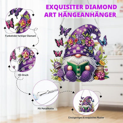Diamantmalerei Anhänger Gnome – DIY Fensterbild für Erwachsene & Kinder