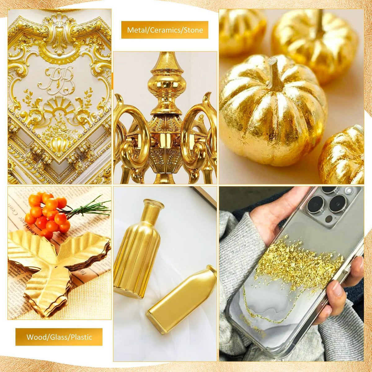 Blattgold Set mit Kleber & Schutzlack – 100 Blattgold Stücke