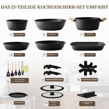 23-teiliges Keramik Topfset Antihaft – Kochgeschirr für alle Herde