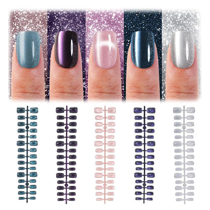 3D Cat Eye Press On Nails – 15 Größen, Soft Gel, 5 Farben