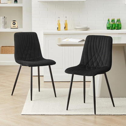Samt Esszimmerstühle 2er-Set, Ergonomisch & Modern Schwarz