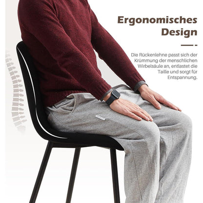 Samt Esszimmerstühle 2er-Set, Ergonomisch & Modern Schwarz