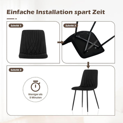 Samt Esszimmerstühle 2er-Set, Ergonomisch & Modern Schwarz