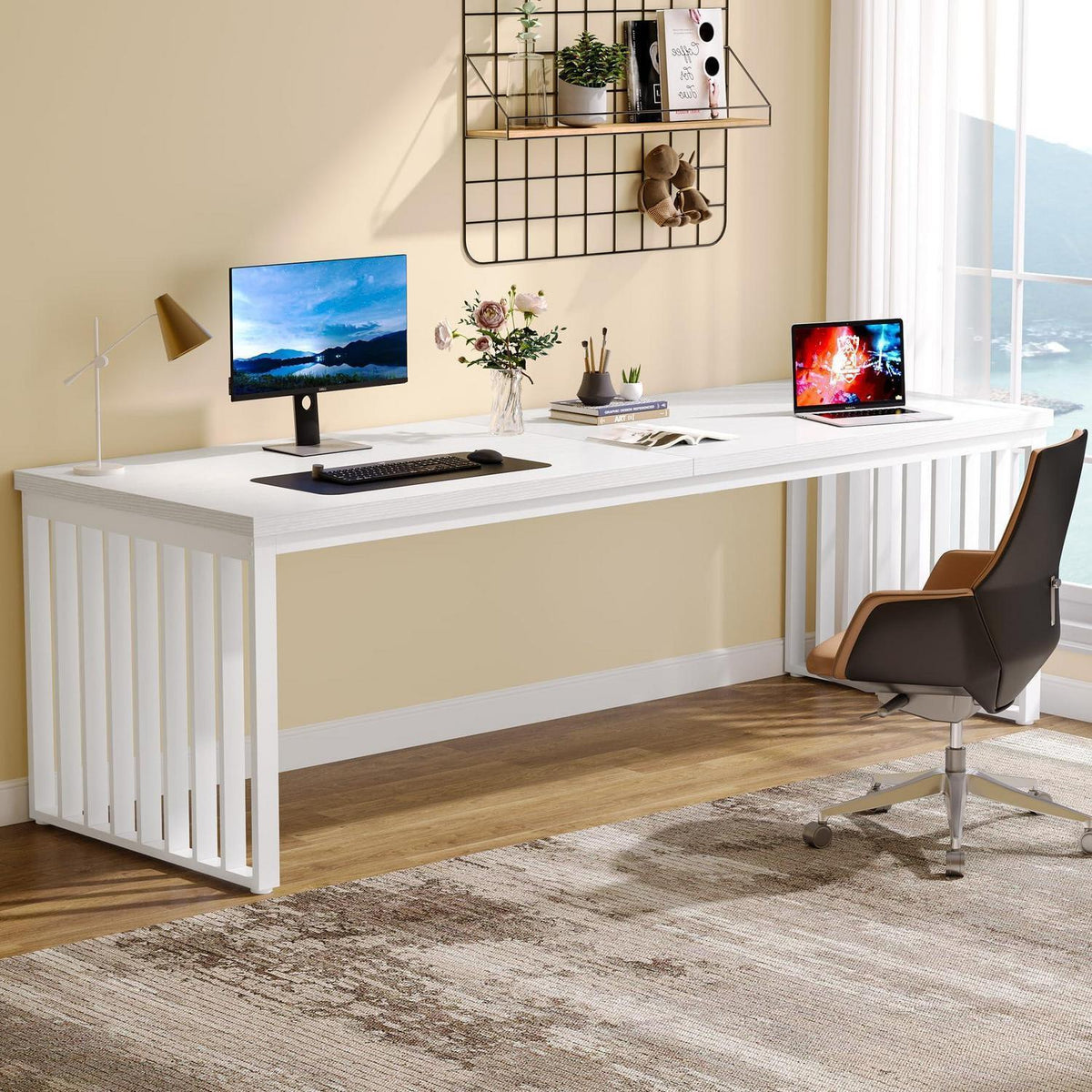 Großer Schreibtisch 180cm – Home Office PC Tisch mit Holzoptik