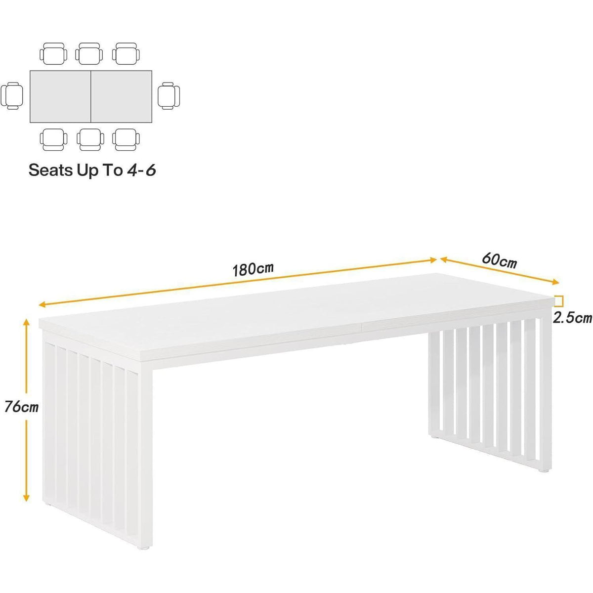 Großer Schreibtisch 180cm – Home Office PC Tisch mit Holzoptik