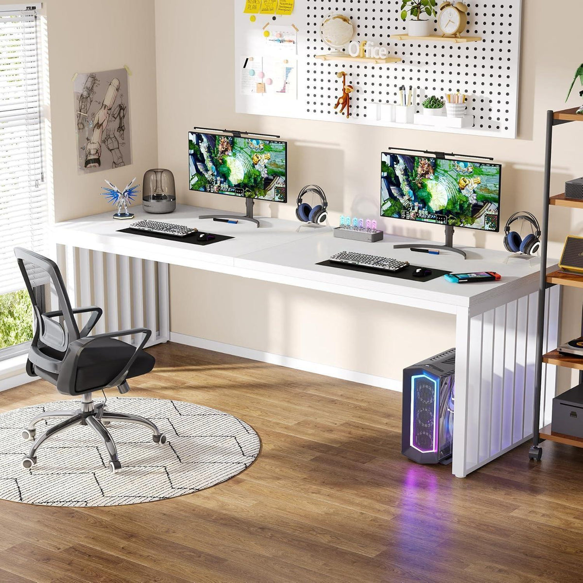 Großer Schreibtisch 180cm – Home Office PC Tisch mit Holzoptik
