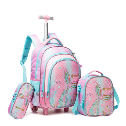 Rollrucksack Mädchen 6-8 Jahre – Rosa Meerjungfrau Set