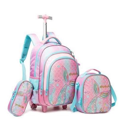 Rollrucksack Mädchen 6-8 Jahre – Rosa Meerjungfrau Set