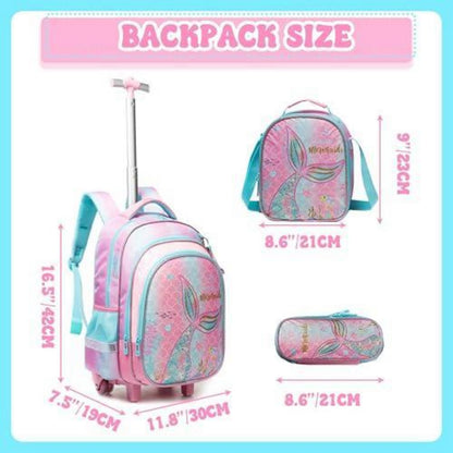 Rollrucksack Mädchen 6-8 Jahre – Rosa Meerjungfrau Set