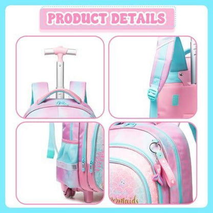 Rollrucksack Mädchen 6-8 Jahre – Rosa Meerjungfrau Set