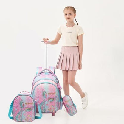 Rollrucksack Mädchen 6-8 Jahre – Rosa Meerjungfrau Set