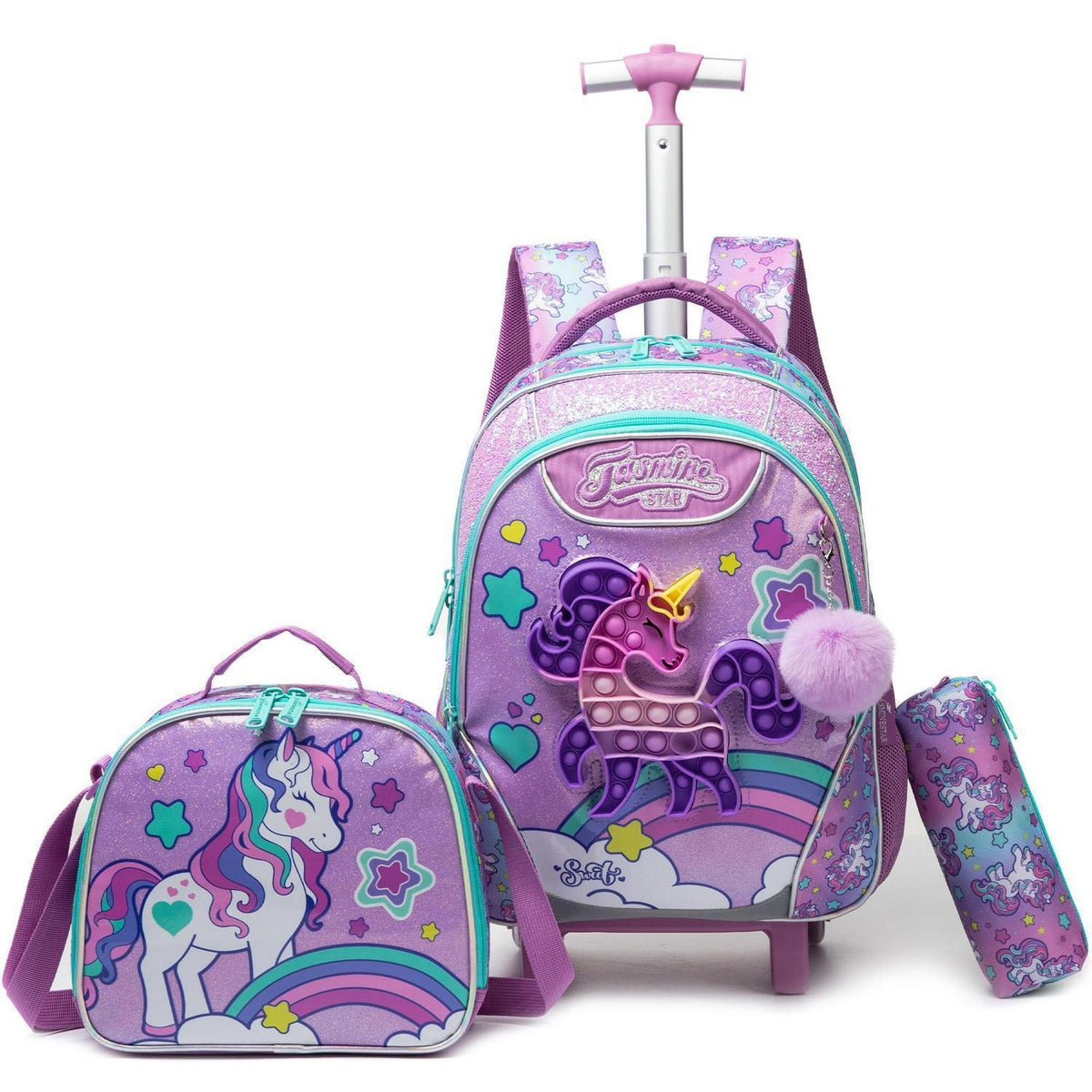 Einhorn Rollrucksack Set für Mädchen 6-8 Jahre