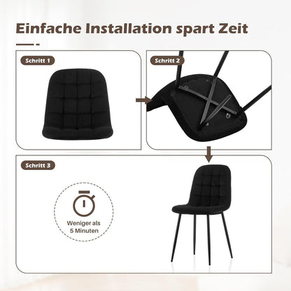 TUKAILAI Esszimmerstühle 2er-Set, Gepolsterte Samtstühle Schwarz