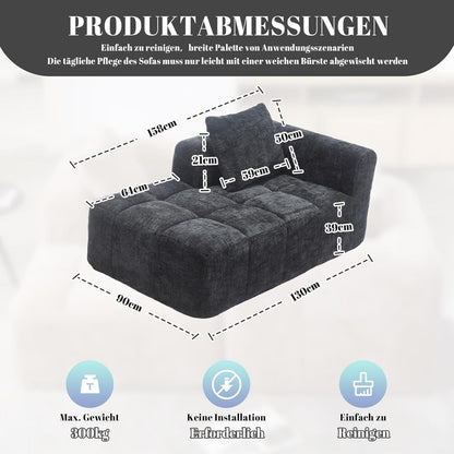 Modernes 1-Sitzer Sofa mit Chaiselongue & Kissen (Schwarz A)