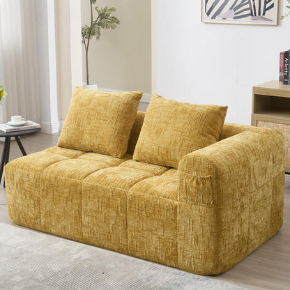 Modernes 2-Sitzer Polstersofa mit Chaise Lounge (Gelb B)