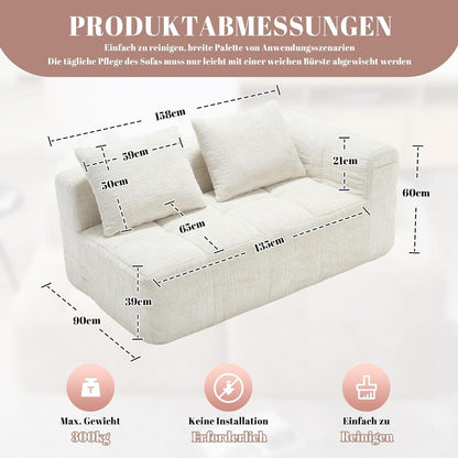 Modernes 2-Sitzer Polstersofa mit Chaise Lounge (Beige B)