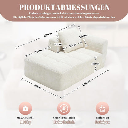 Modernes 1-Sitzer Sofa mit Chaise Lounge & Kissen (Beige A)