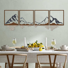 Metall Bergwandkunst 4er Set – Gebirgsfluss Bunt 180x56cm