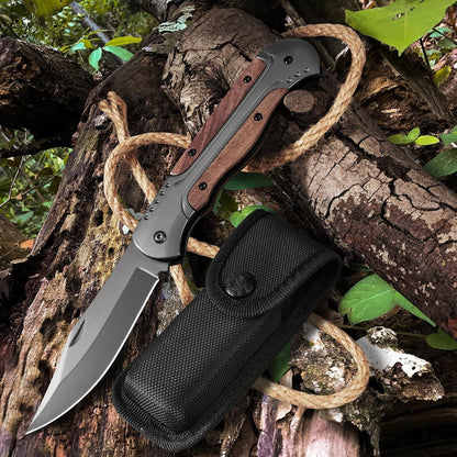 Zweihand Klappmesser 42a – Robustes EDC Taschenmesser mit Holzgriff