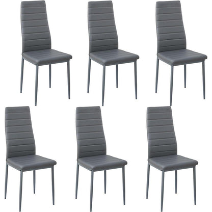 Essgruppen Set: Esstisch 110cm + 6 Esszimmerstühle Weiß/Grau